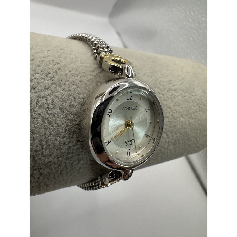 Timex Carriage C6A221 Womens Two Tone Silver Gold New Battery Watch 24MM 7.75" V - Picture 3 of 11